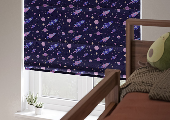 Rocket Adventure, Ultraviolet - Twist&Fit Roman Blind - Image 5